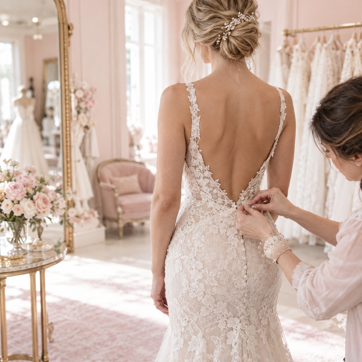 Bride at her final dress fitting