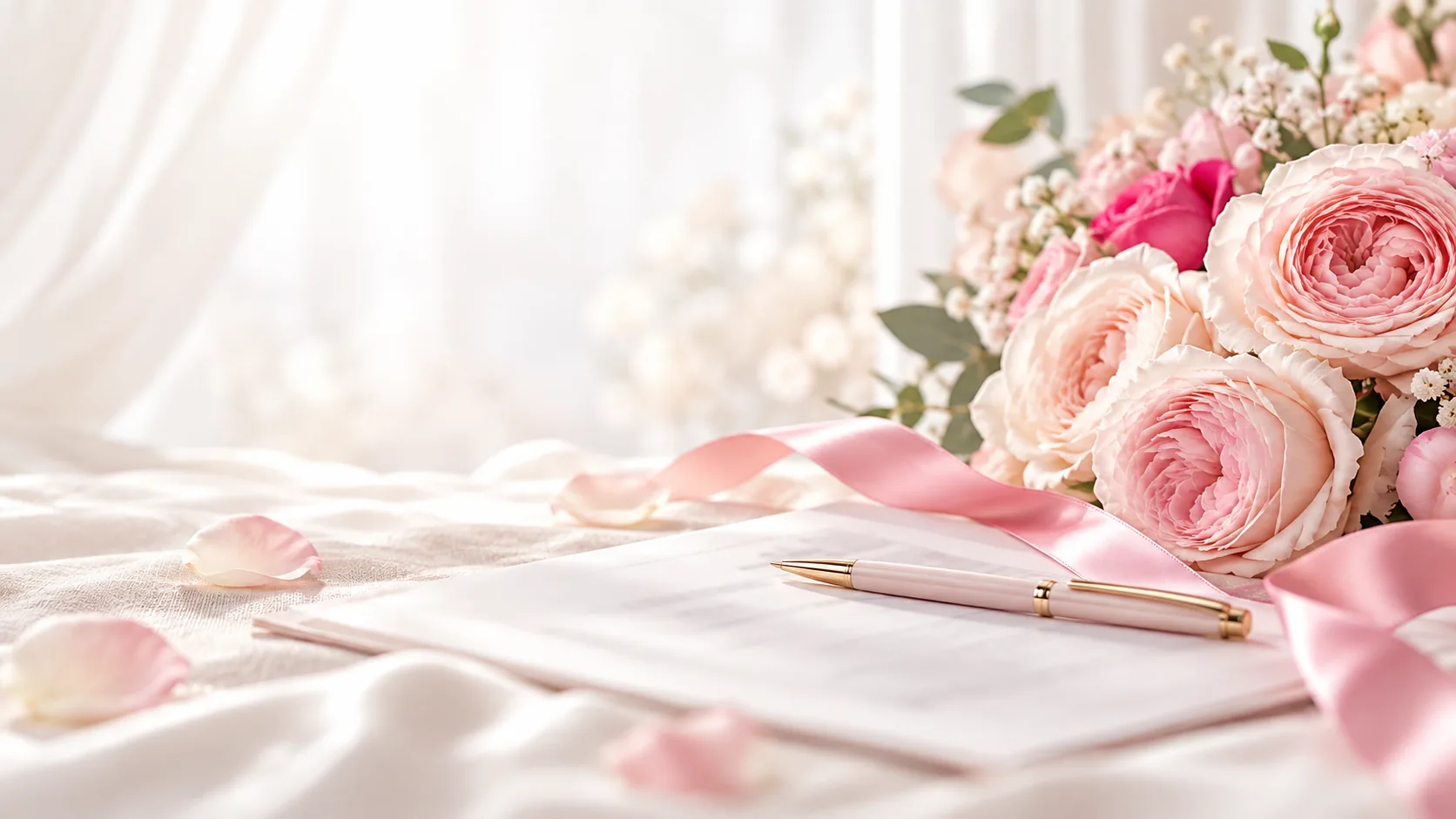 Pen and pink ribbon on a contract document